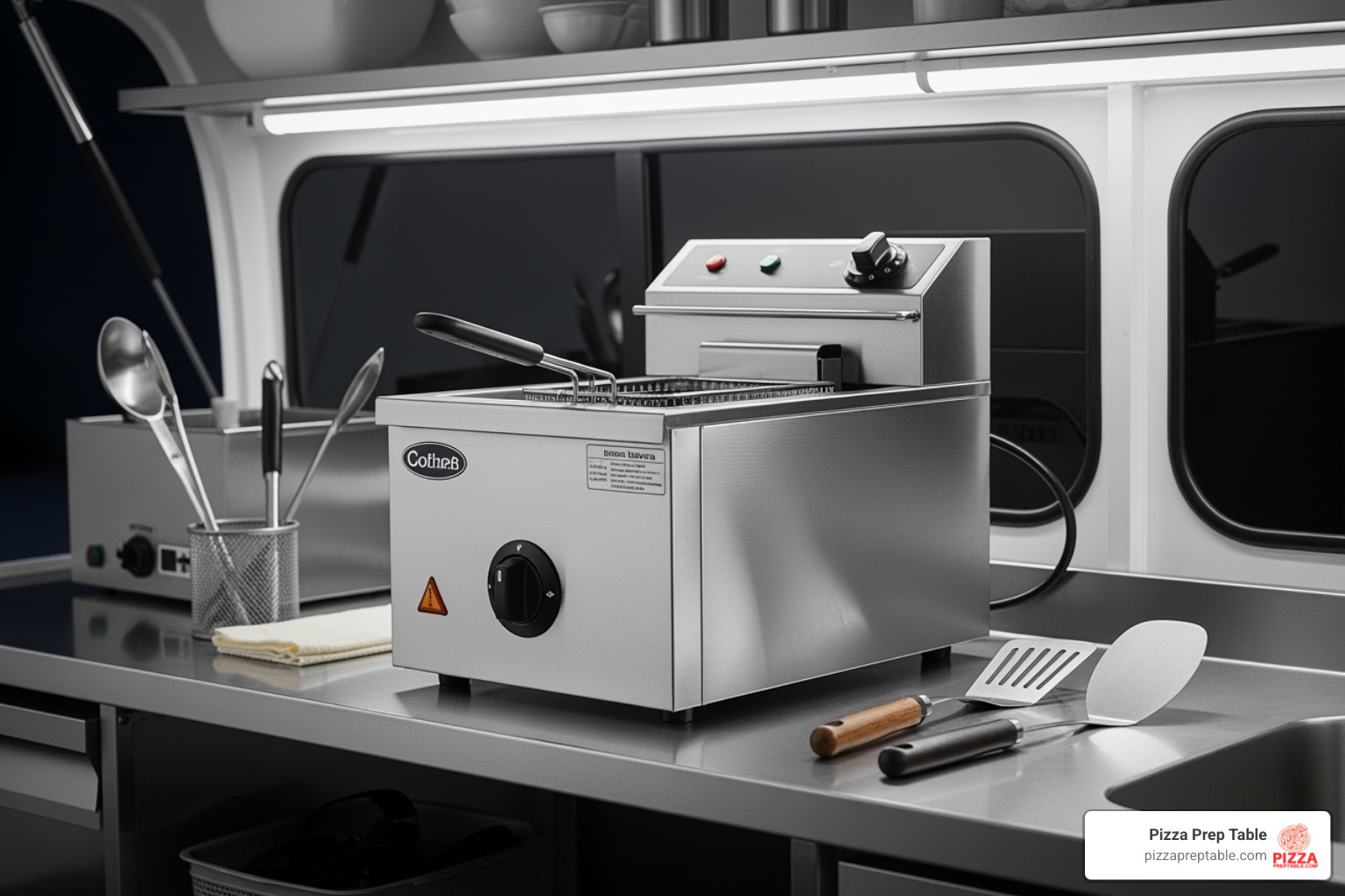compact countertop electric fryer in a food truck setting - commercial electric deep fryer