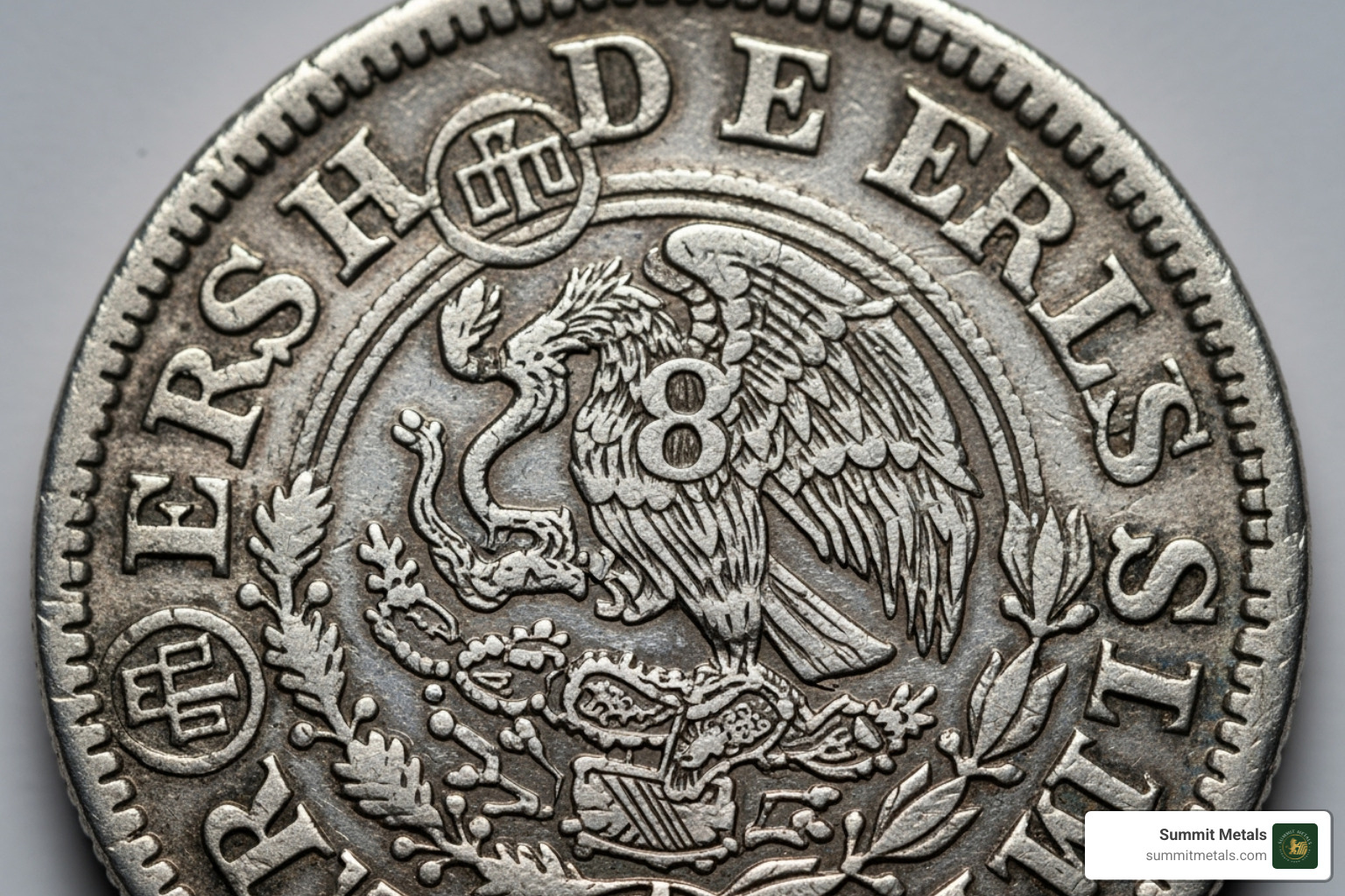 chopmarked Mexican 8 Reales coin - mexican silver dollar