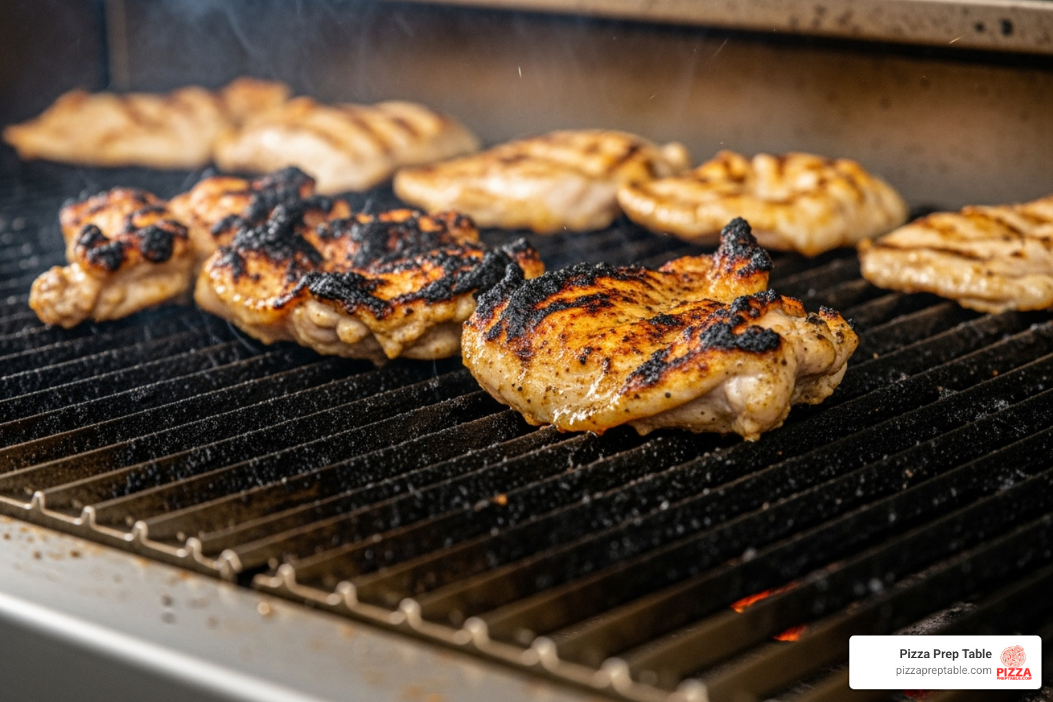 image of a char broiler surface showing clear hot spots with some food burnt and some undercooked. - char broiler elvi