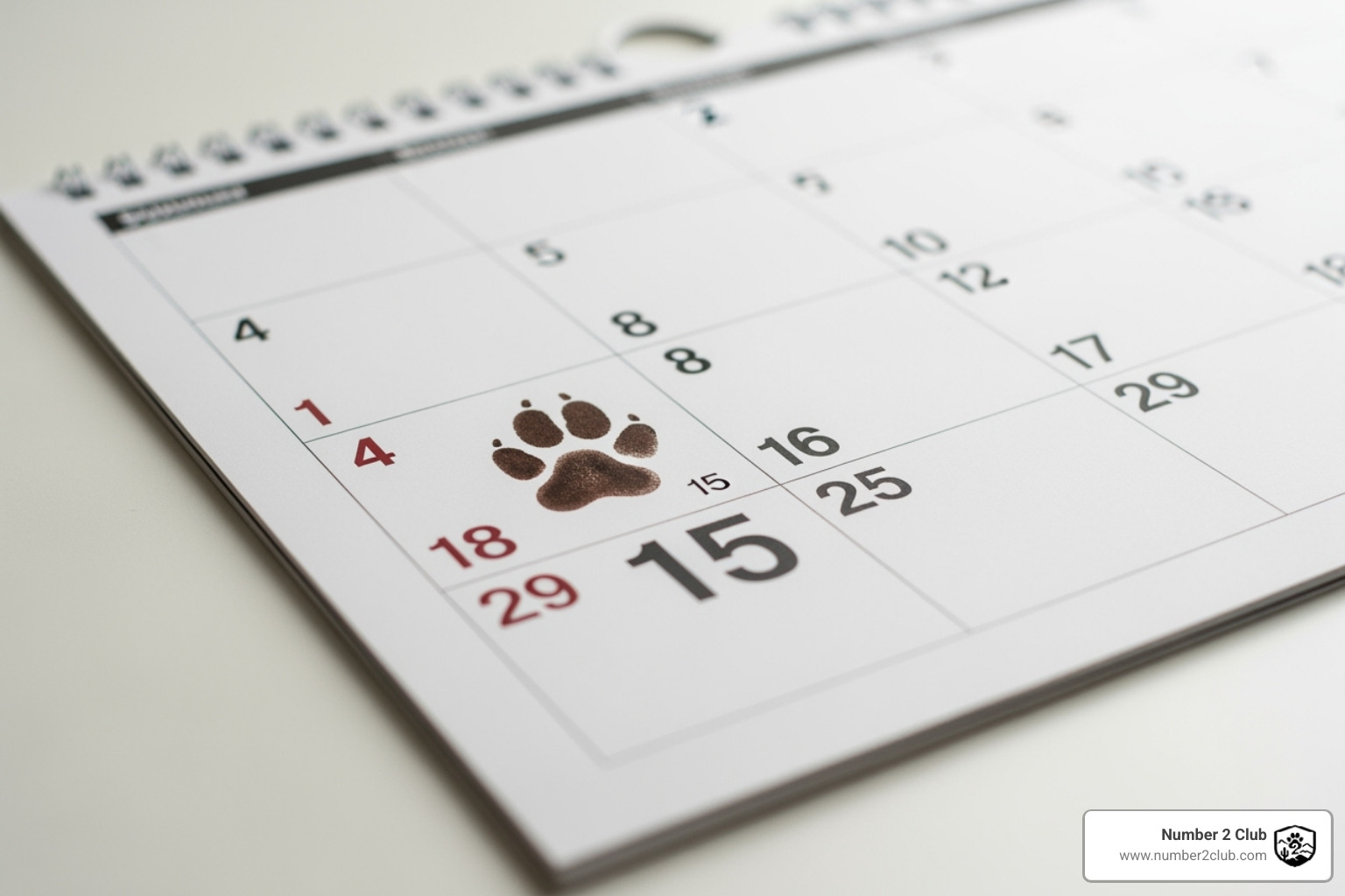 calendar with paw print - pet poop cleaning services
