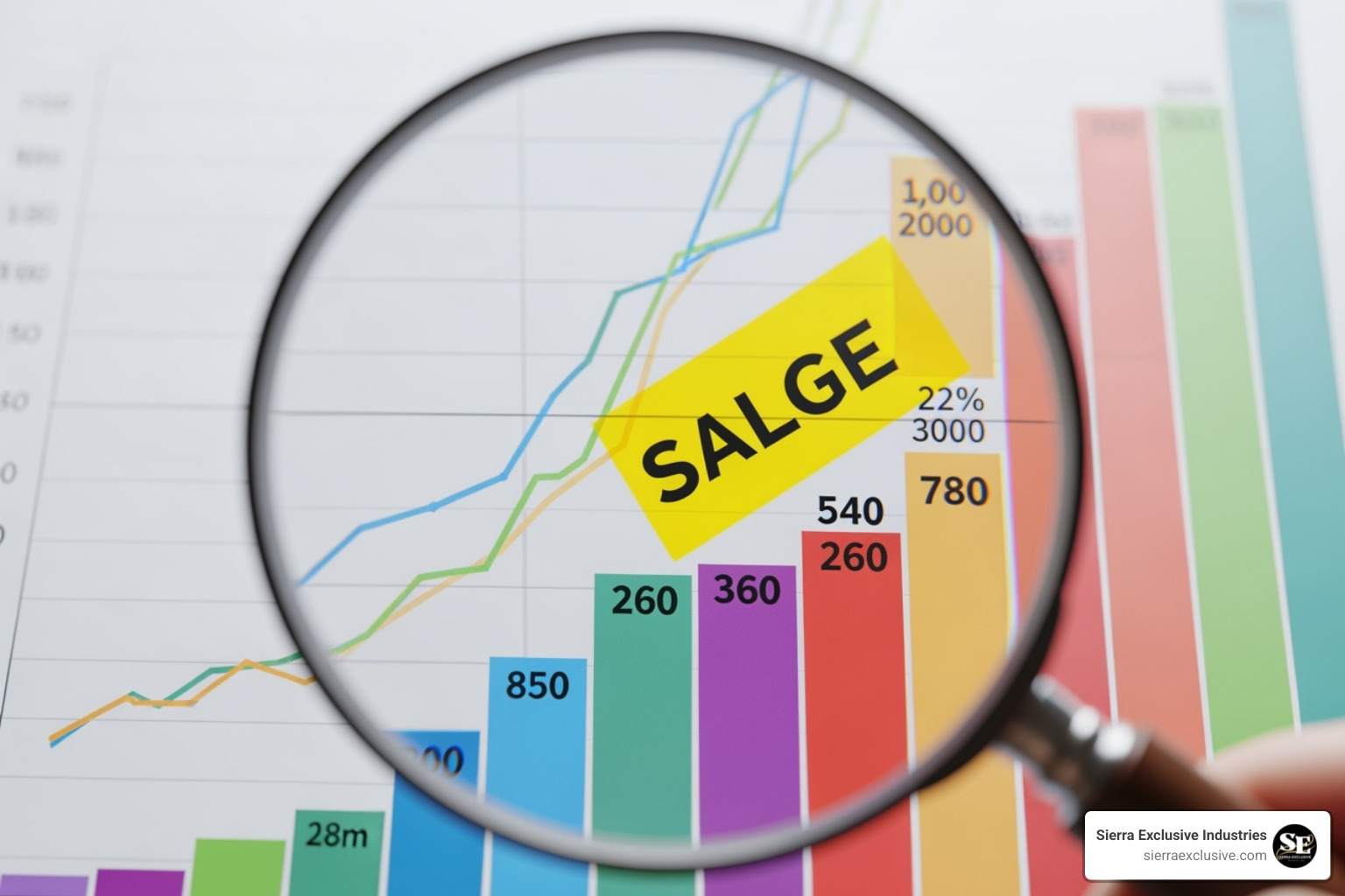 magnifying glass over a business chart, highlighting opportunities - marketing consulting companies