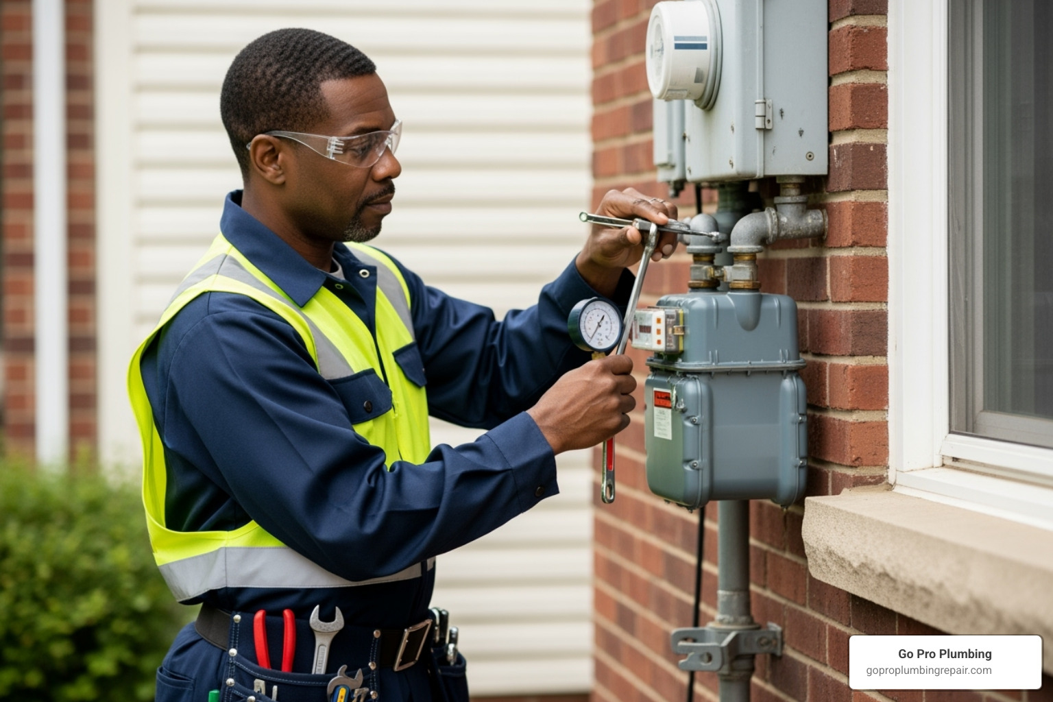 professional gas technician working on a residential gas meter - certified gas technician near me