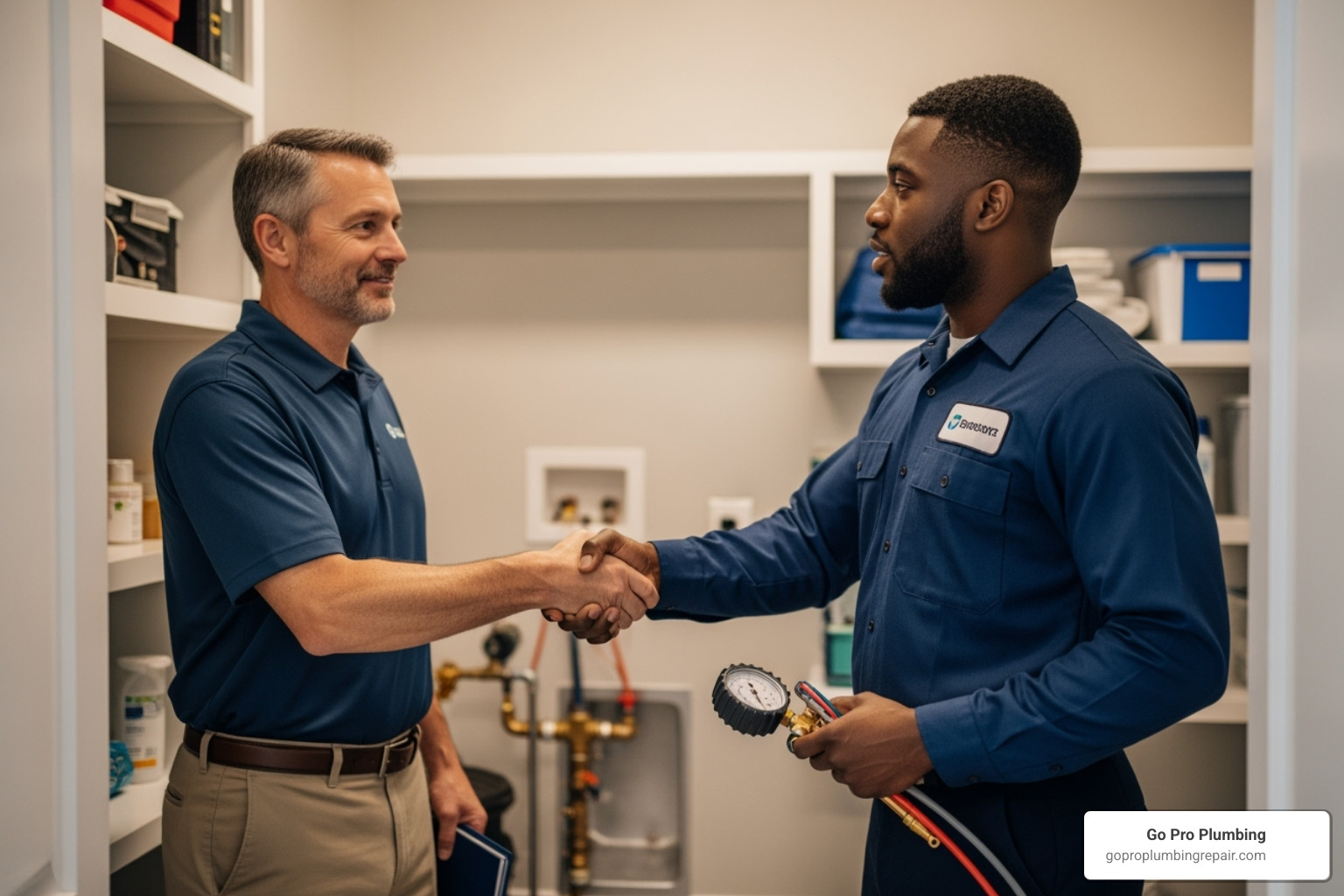 homeowner shaking hands with a professional gas technician - certified gas technician near me