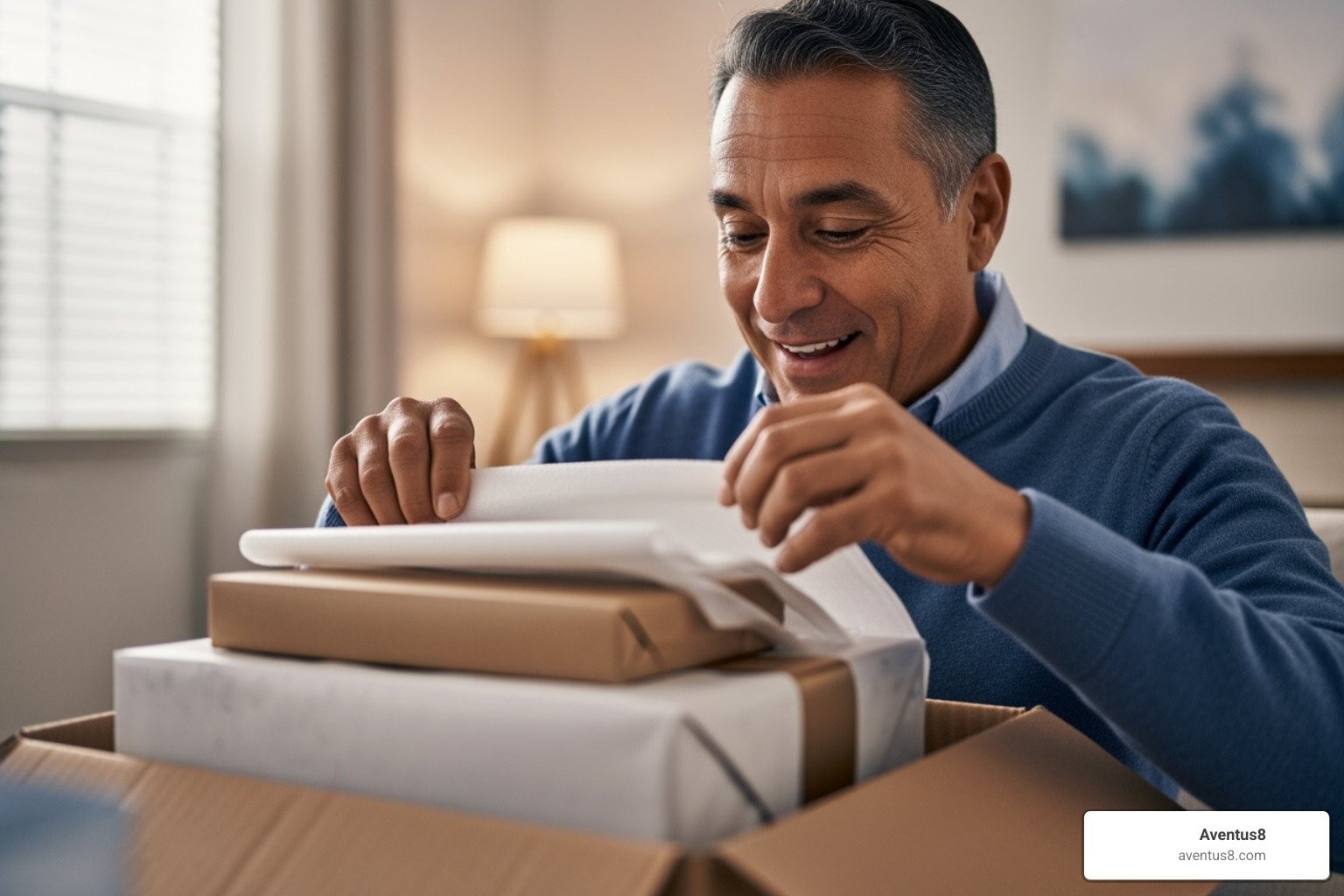 a person happily unboxing a package - CBD oils free shipping
