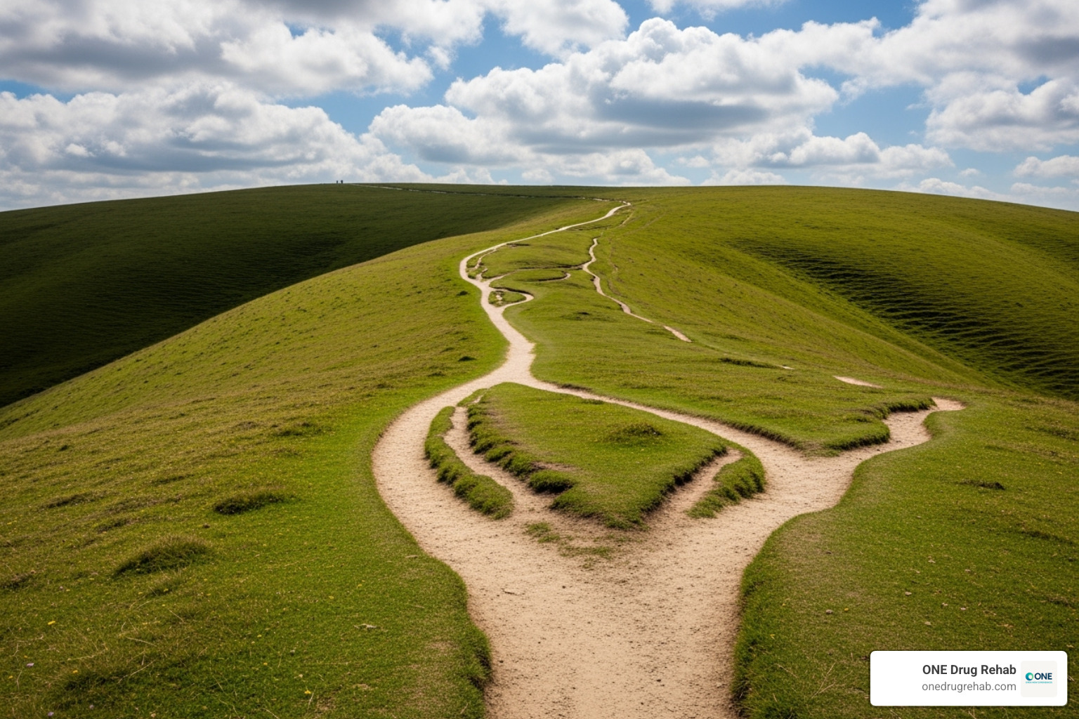 Winding path representing the recovery journey, with some small detours - addiction recovery success rates