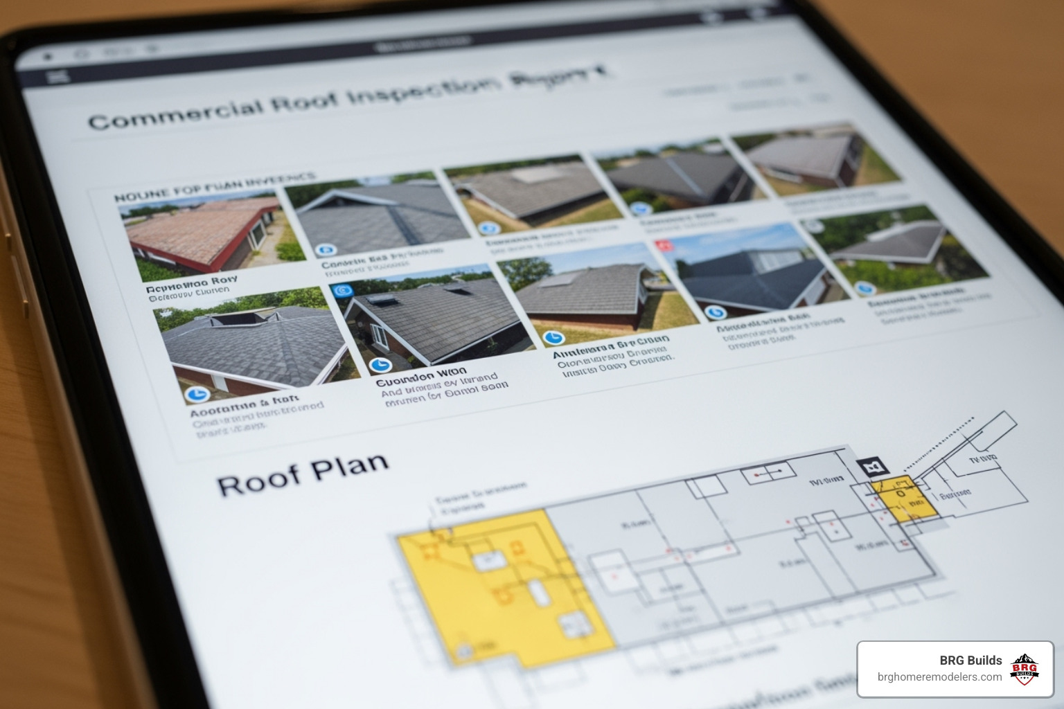 Sample commercial roof inspection report page with photos and annotations - commercial roof inspection services Sample commercial roof inspection report page with photos and annotations - commercial roof inspection services
