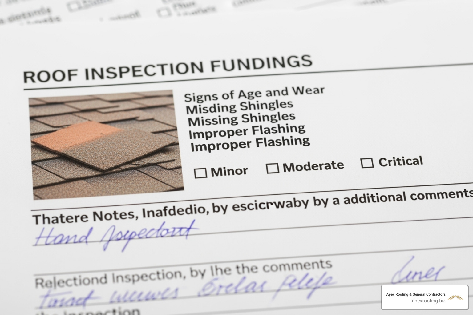sample roof inspection report page with photos and notes - certified roof inspector San Antonio