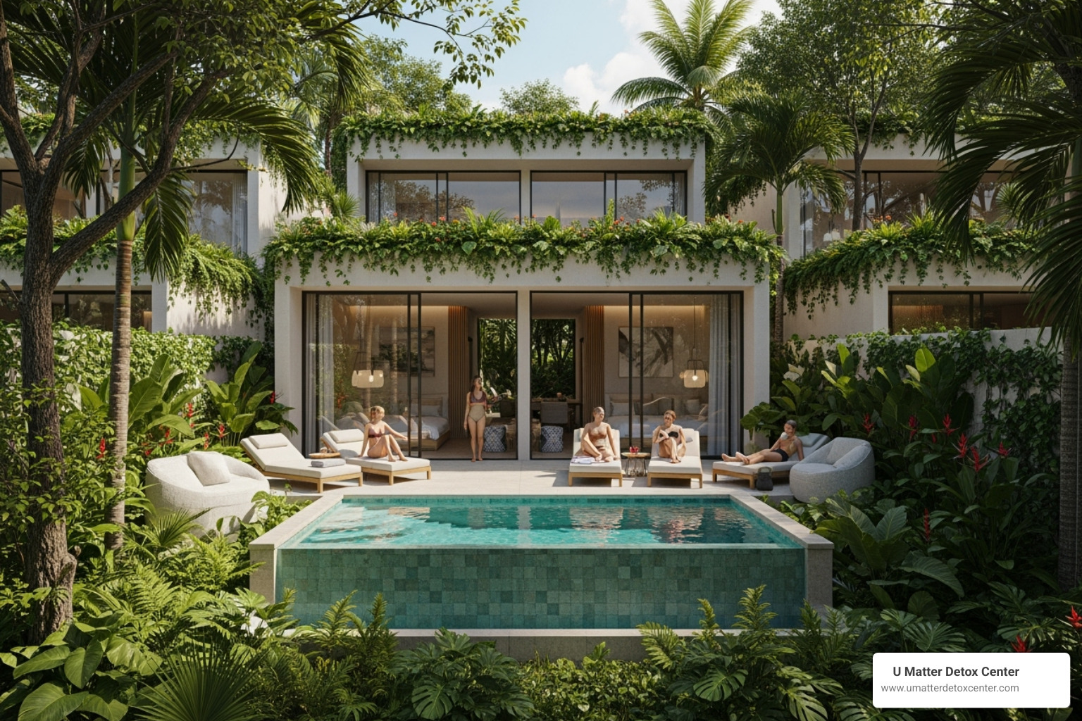 A stunning private villa with a plunge pool nestled in a tropical jungle. - luxury detox retreat asia