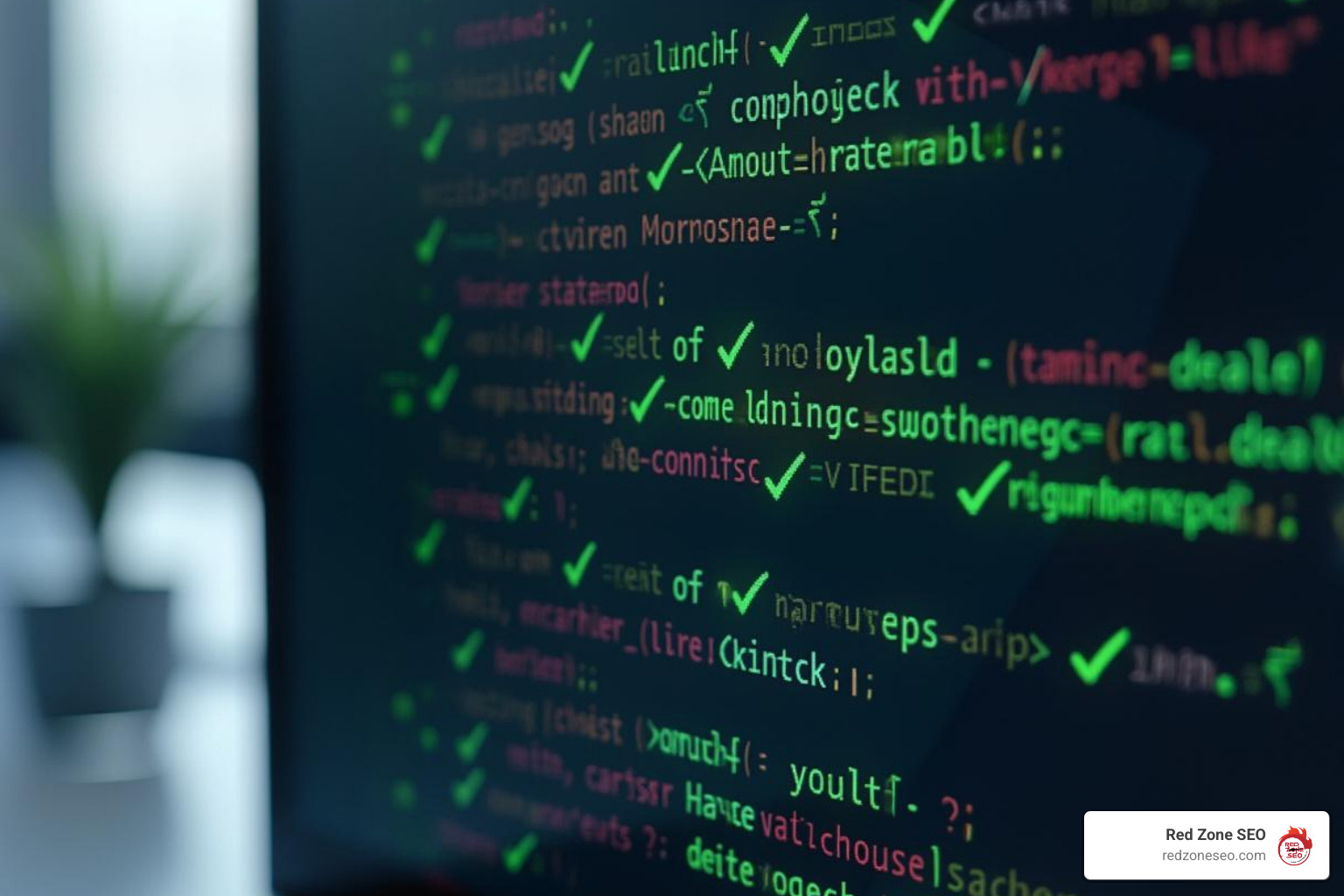 Website code with checkmarks for optimization - seo packages pricing