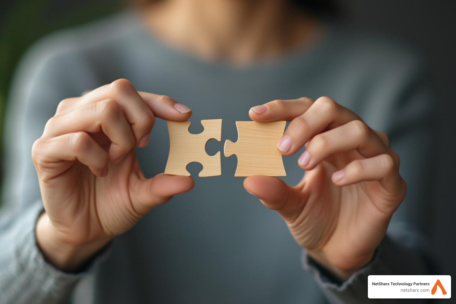 A person evaluating two puzzle pieces to find the perfect fit, symbolizing partner selection - AI consultancy services