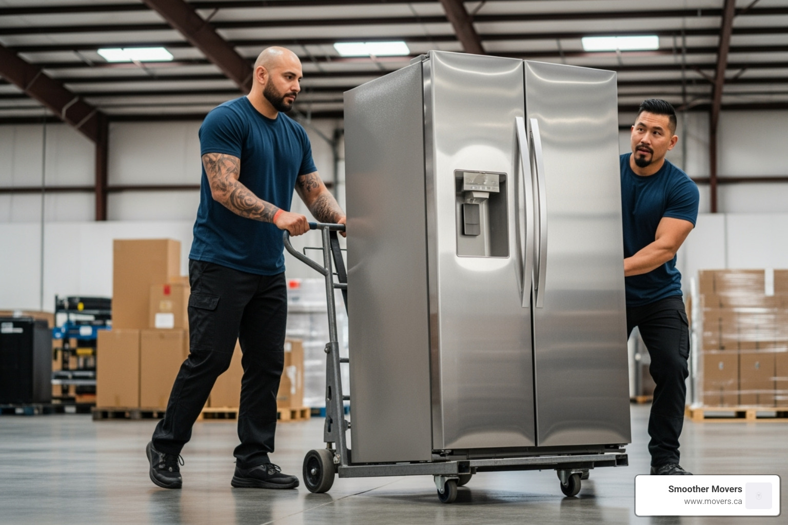 movers using appliance dolly - appliance movers kelowna