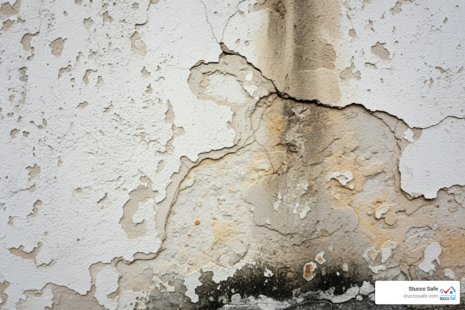 Bulging stucco wall indicating major water infiltration - historic stucco