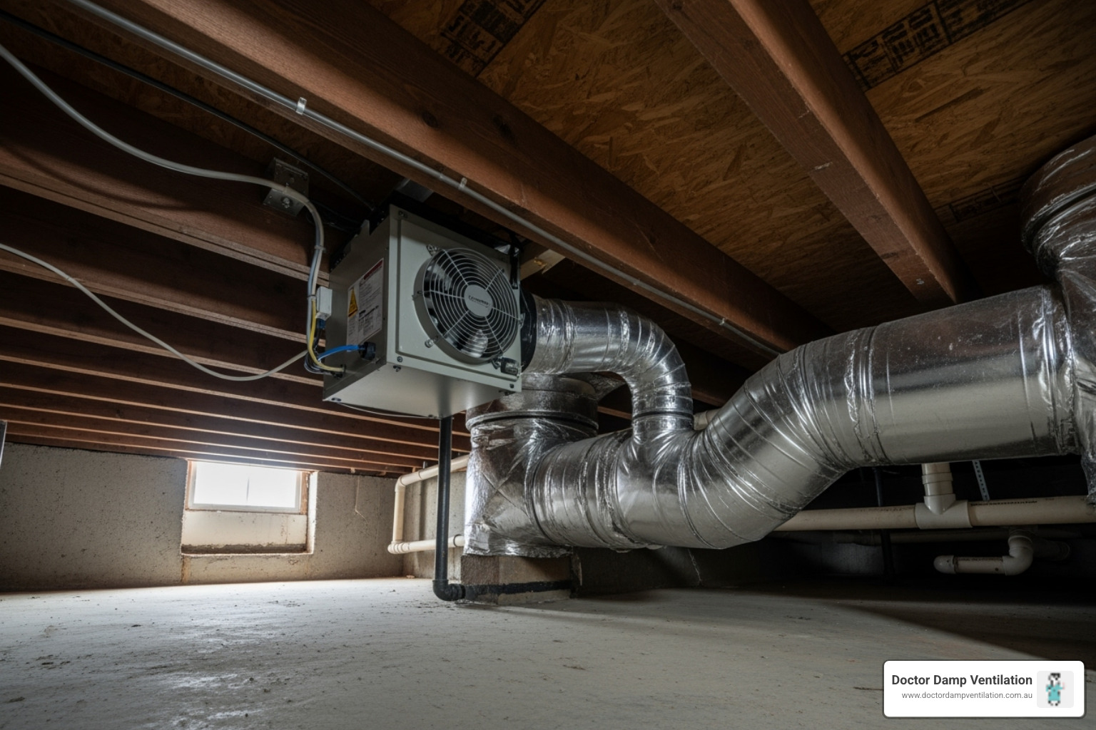 A sub-floor ventilation fan installed - black mould health effects