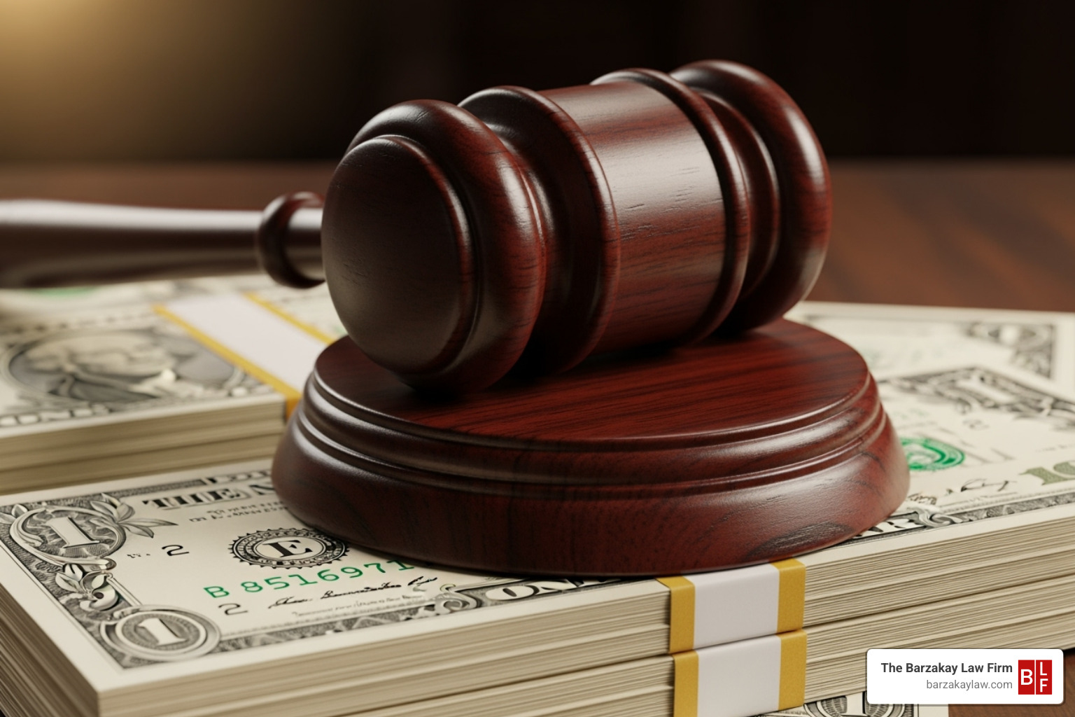 gavel on stack of money - negligent security lawsuit