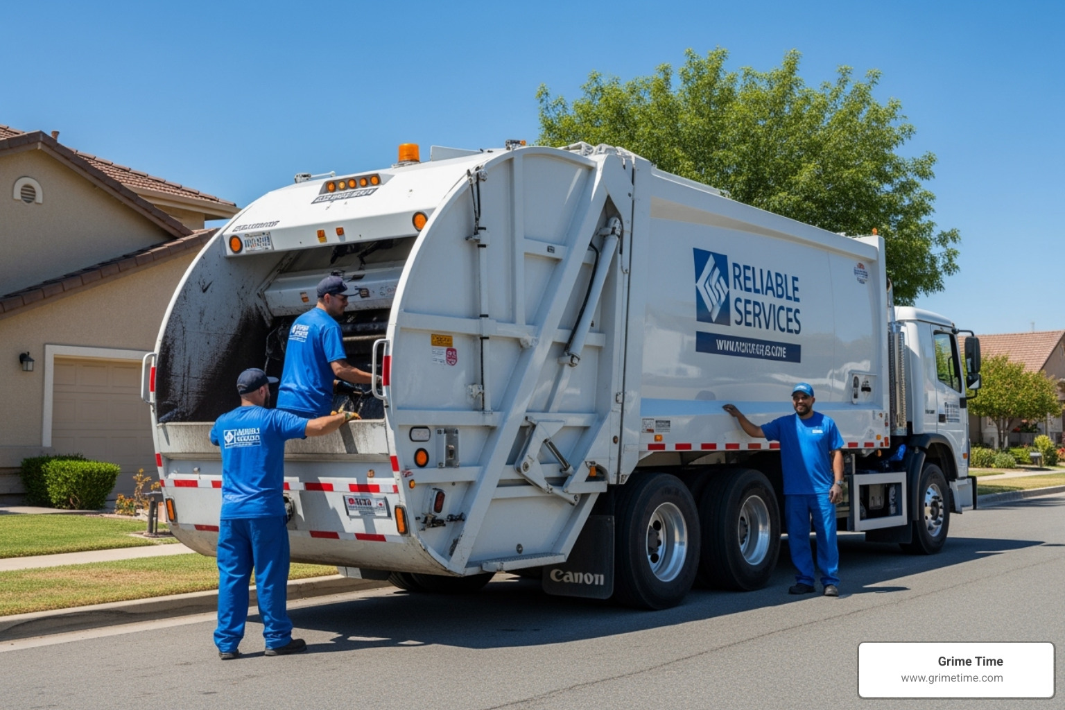 Sorted recyclables next to a trash bin - Reliable trash services