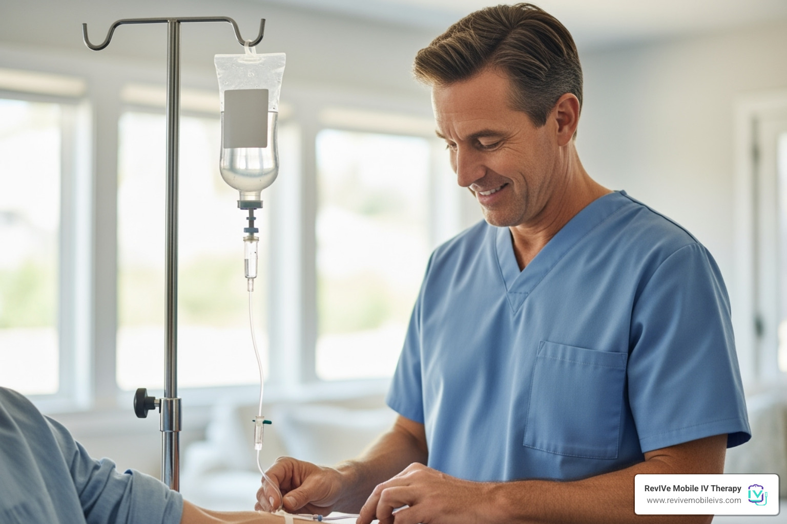 medical professional administering an IV drip - intravenous drip therapy