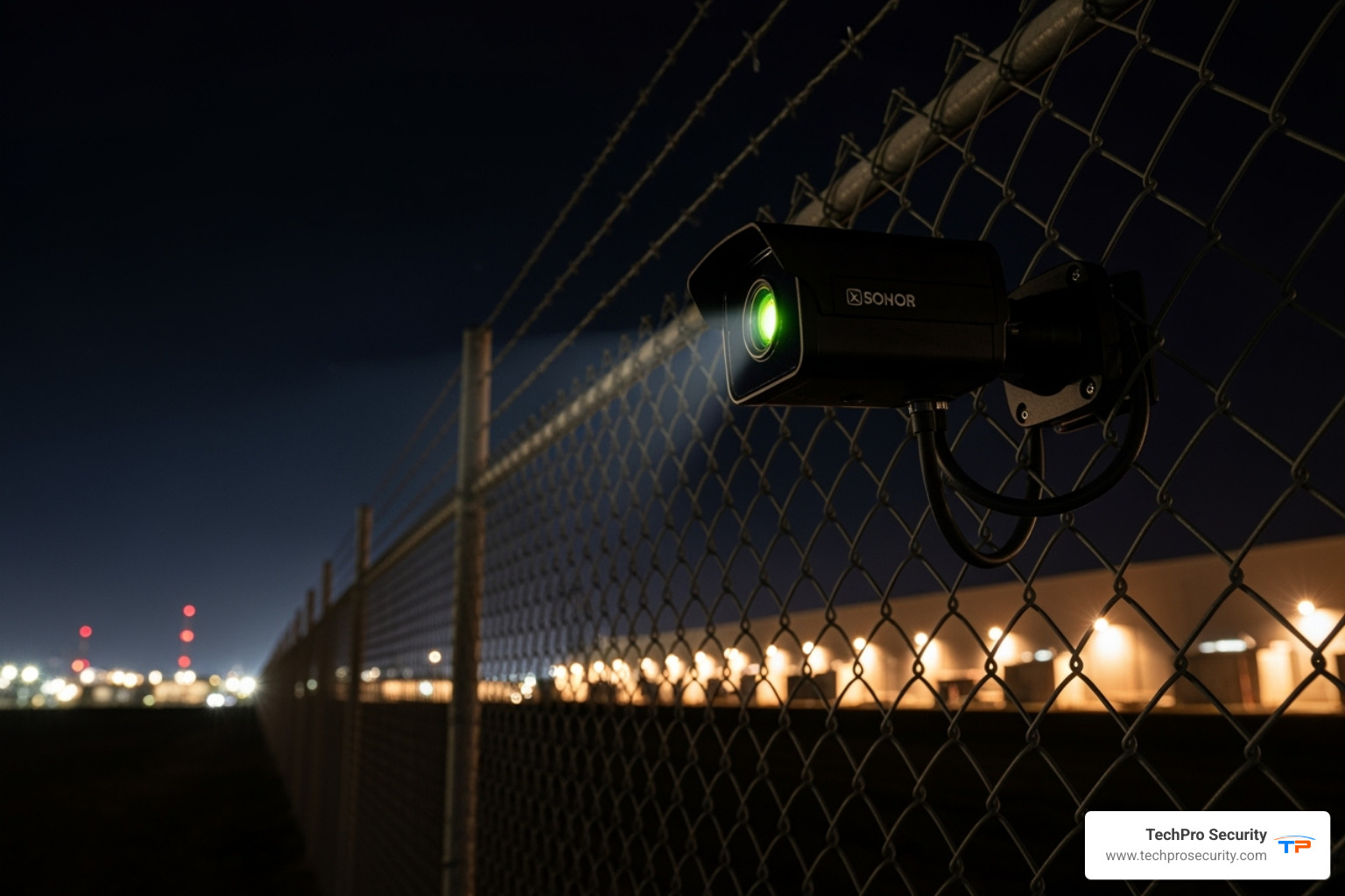 Thermal security camera monitoring a fence line - perimeter security