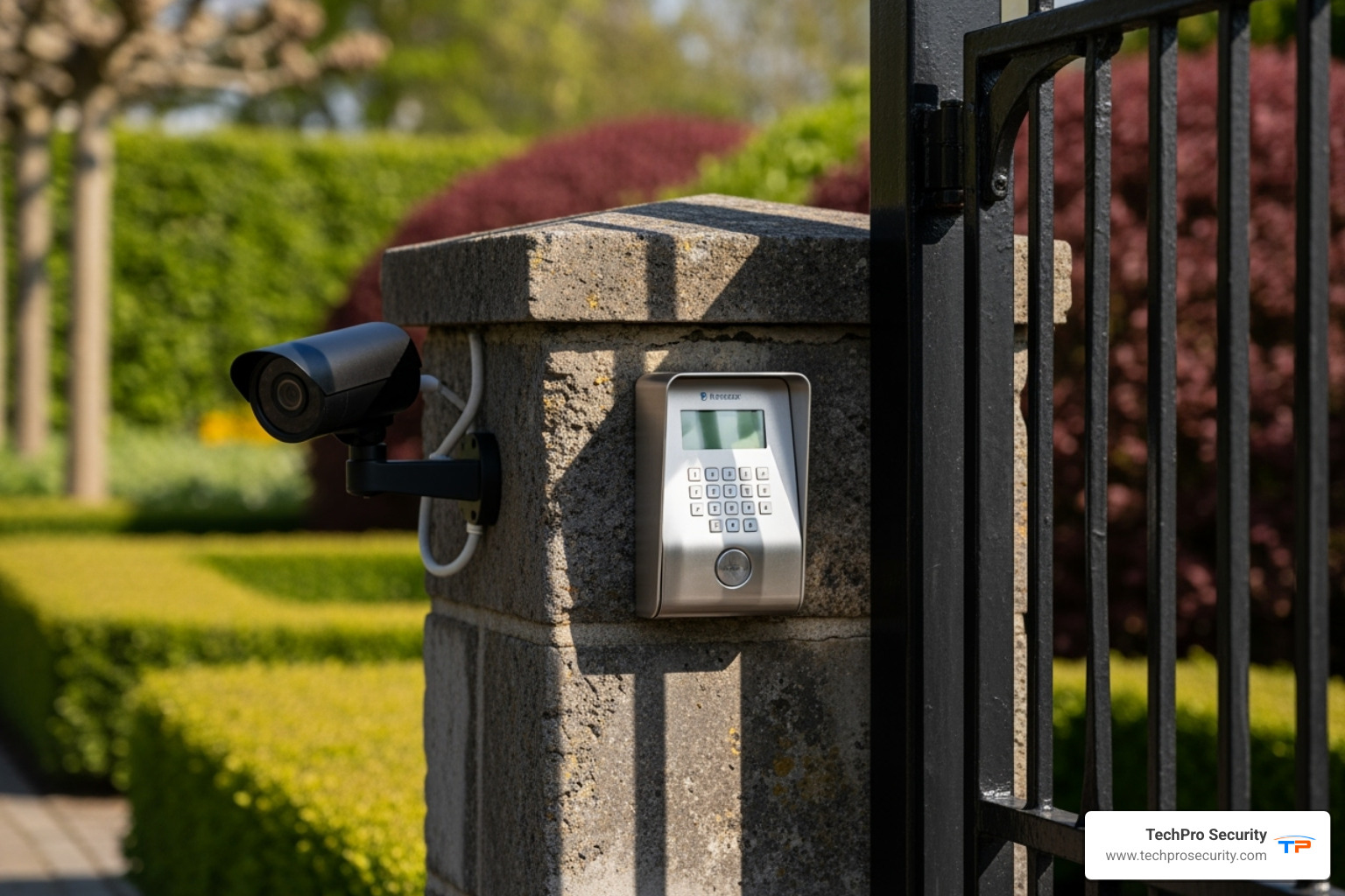 Gate access control keypad and camera - perimeter security