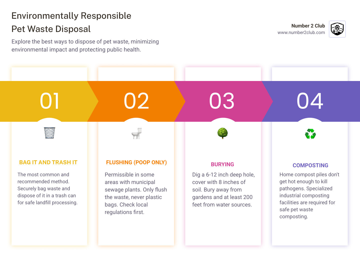 Comparison of different methods of pet waste disposal - pick up after your pet infographic pillar-4-steps