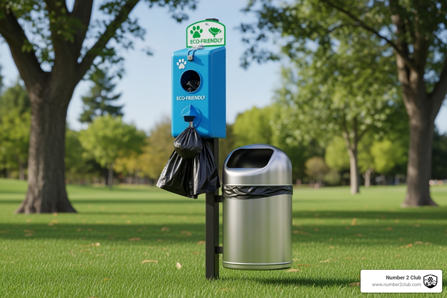 public park with a pet waste station - pick up after your pet