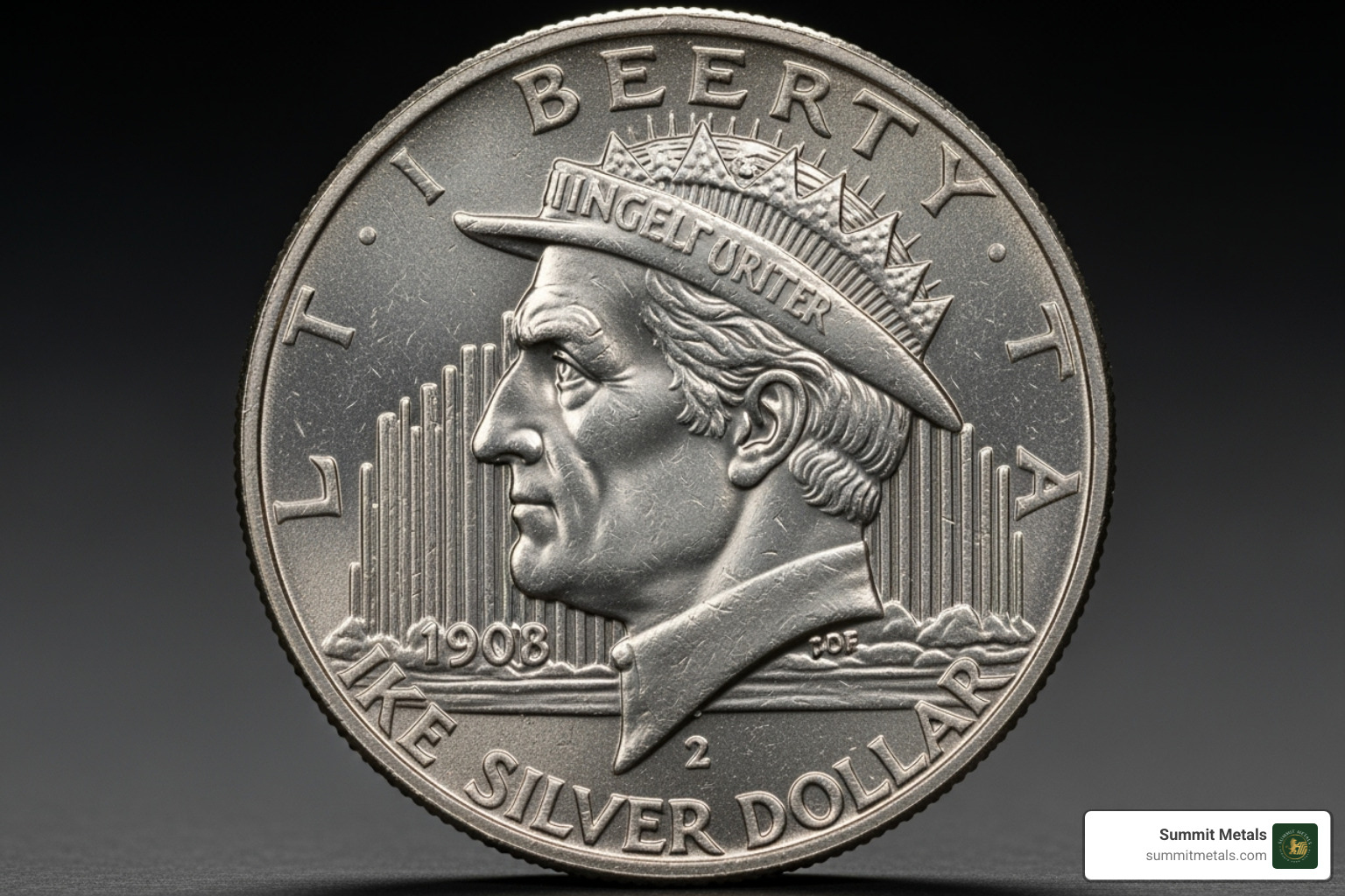 of a 'Blue Ike' in its original blue envelope and a 'Brown Ike' in its protective case. - ike silver dollar