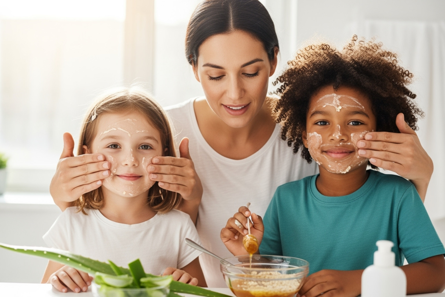 A natural skincare product label with beneficial ingredients like Shea Butter and Calendula highlighted. - Natural skincare for kids