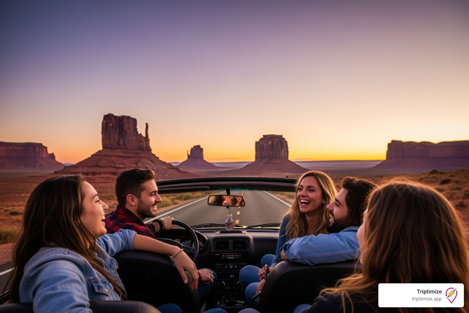 sleek, modern app interface with AI-suggestion bubbles - trip planner USA