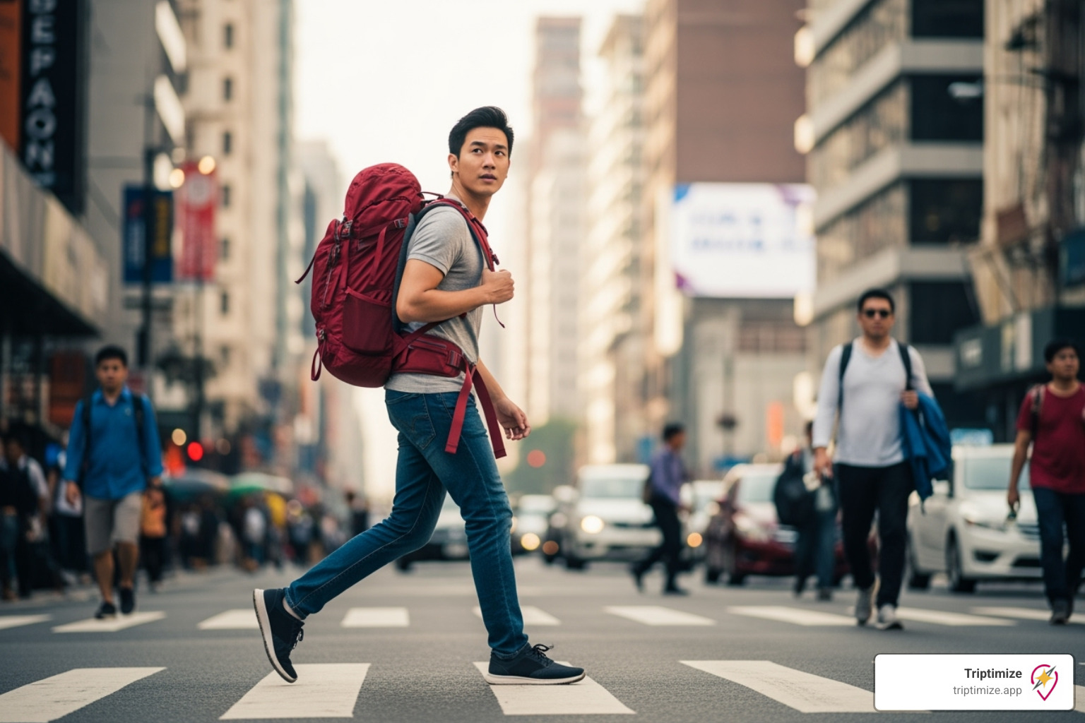 of a solo traveler confidently navigating a city street - solo travel planning