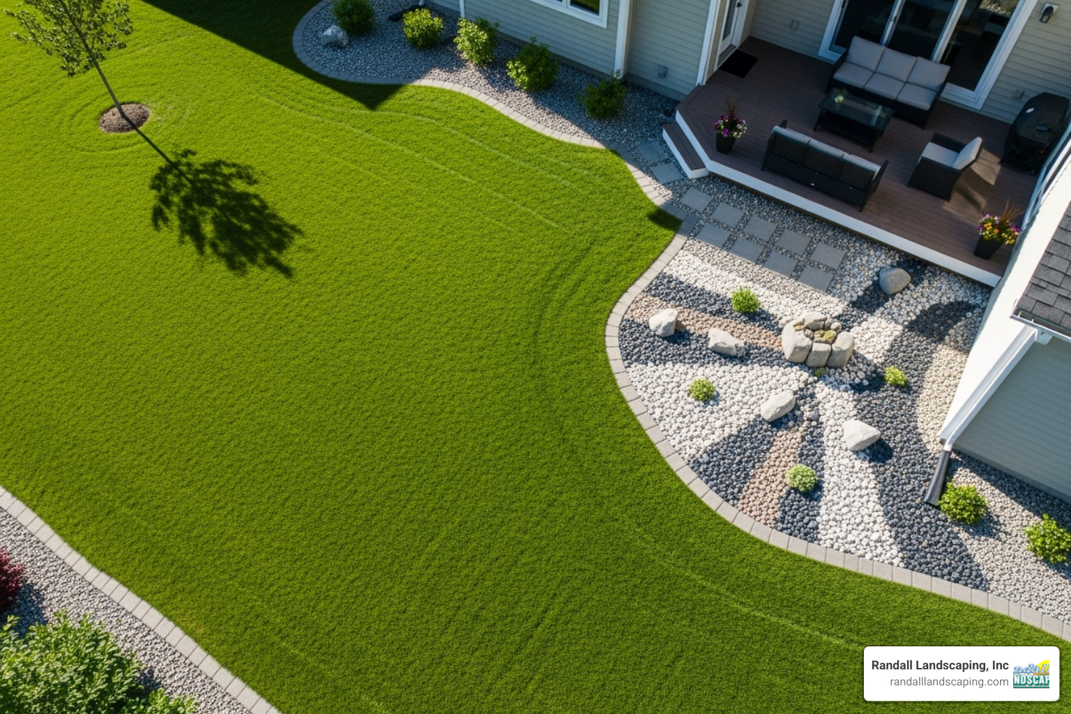 pristine real grass lawn and a small section of a different ground cover - cost of grass per square metre