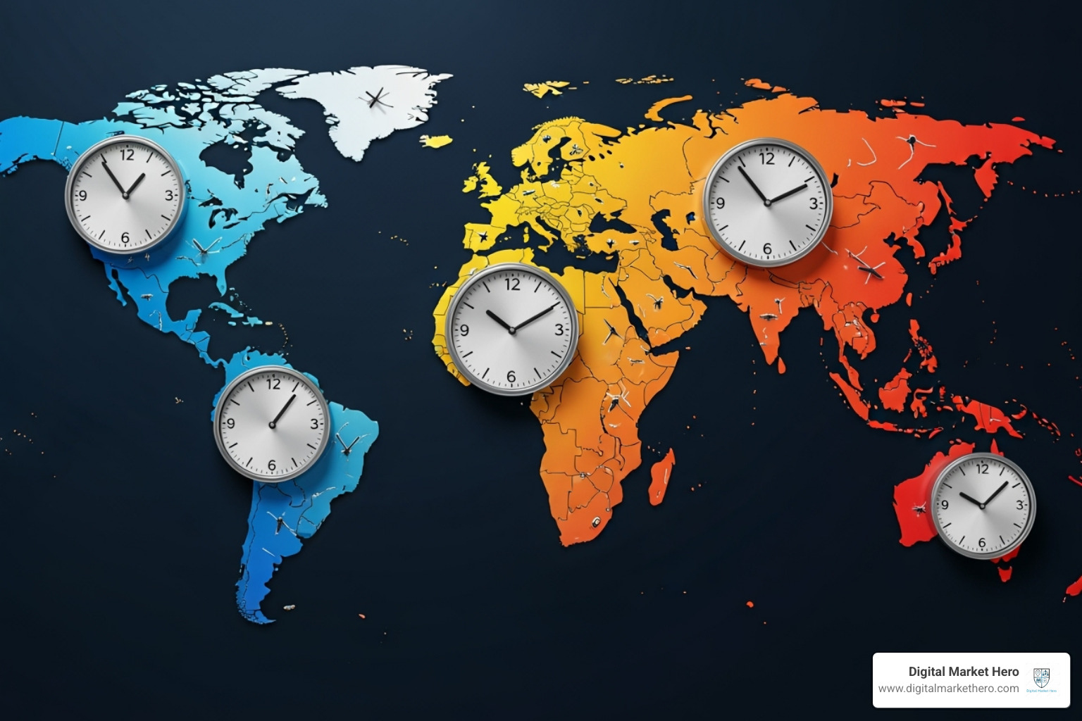 world map with clocks showing different time zones - tik tok post times 2025