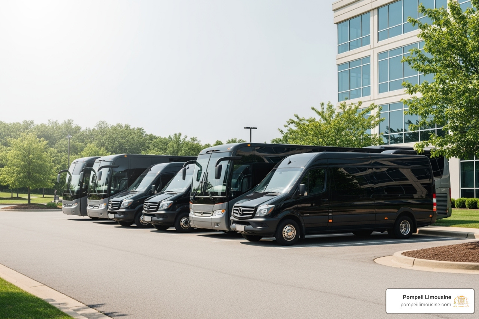 luxury vehicles from Pompeii Limousine's fleet - charter a bus for a trip