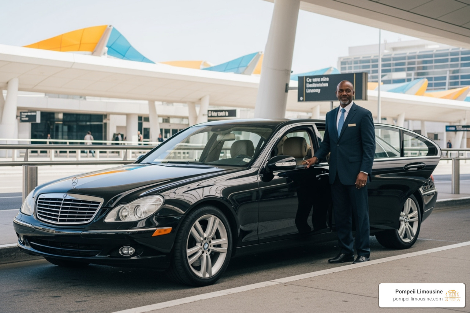 professional chauffeur holding a meet & greet sign in the LAX baggage claim area - executive car service lax