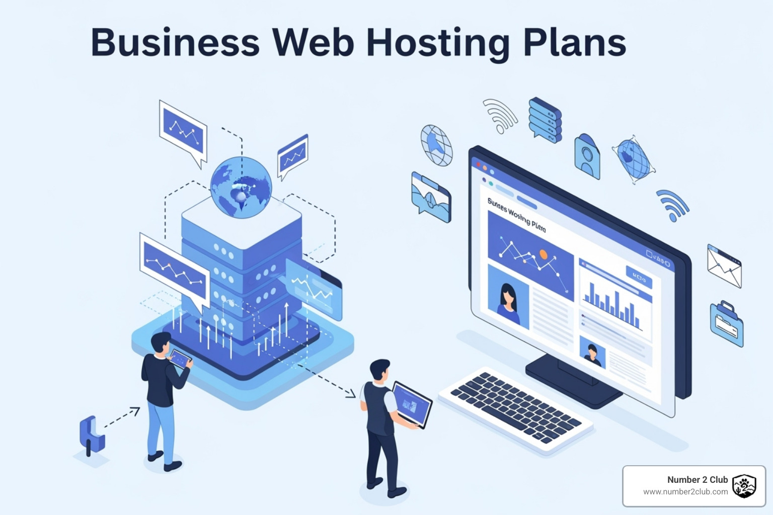 Image of a checklist with key hosting features - business web hosting plans
