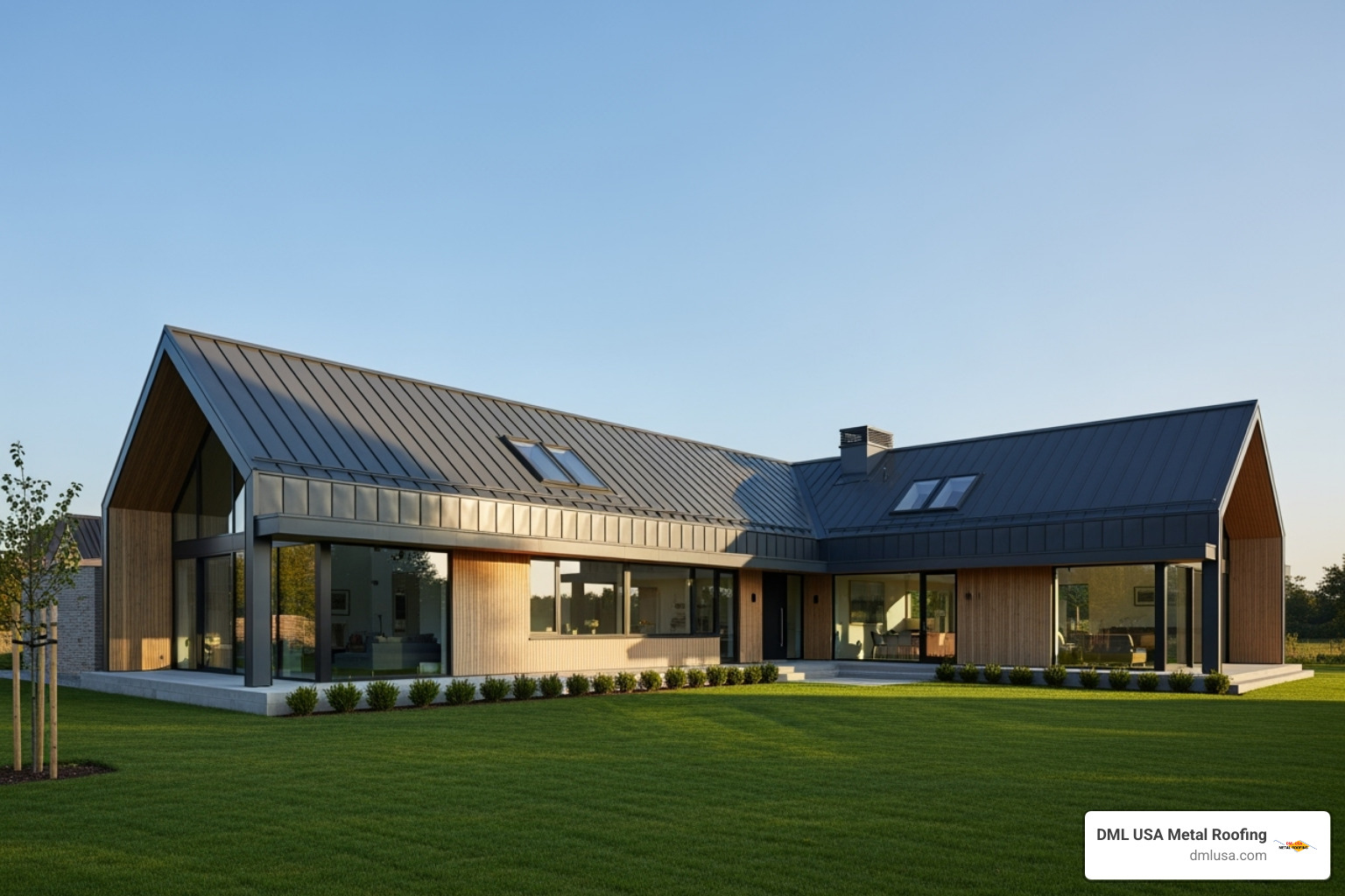 Modern energy-efficient home with a metal roof, highlighting tax credits and the Inflation Reduction Act's impact on home improvement savings through energy efficiency in the 2024 tax year, with considerations for 2025 changes amidst homeowner confusion, offering a definitive guide - does a metal roof qualify for energy tax credit 2024