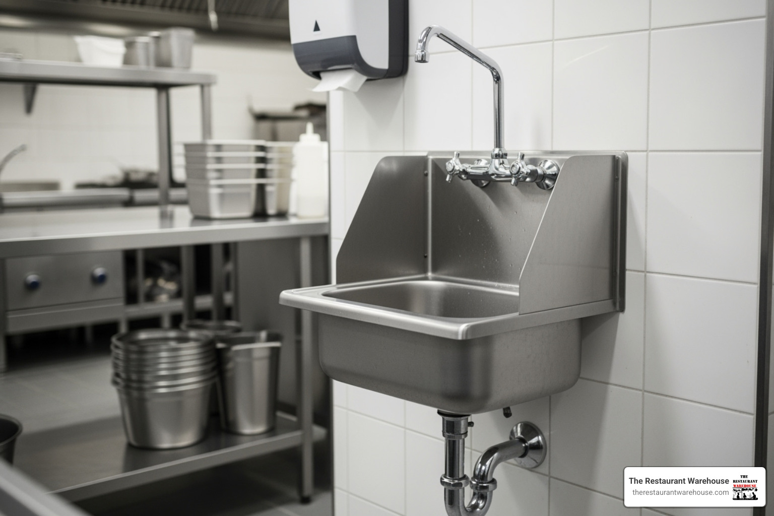 compact, wall-mounted hand wash sink - second hand catering sink