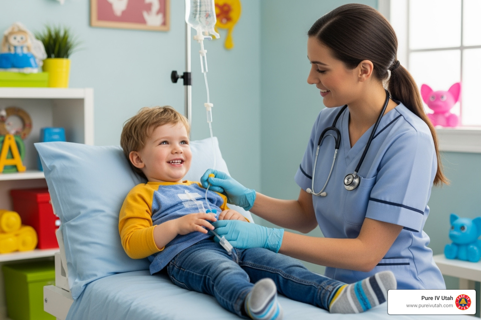 illustrating the difference between types of IV access used by Pure IV Utah - iv therapy for kids