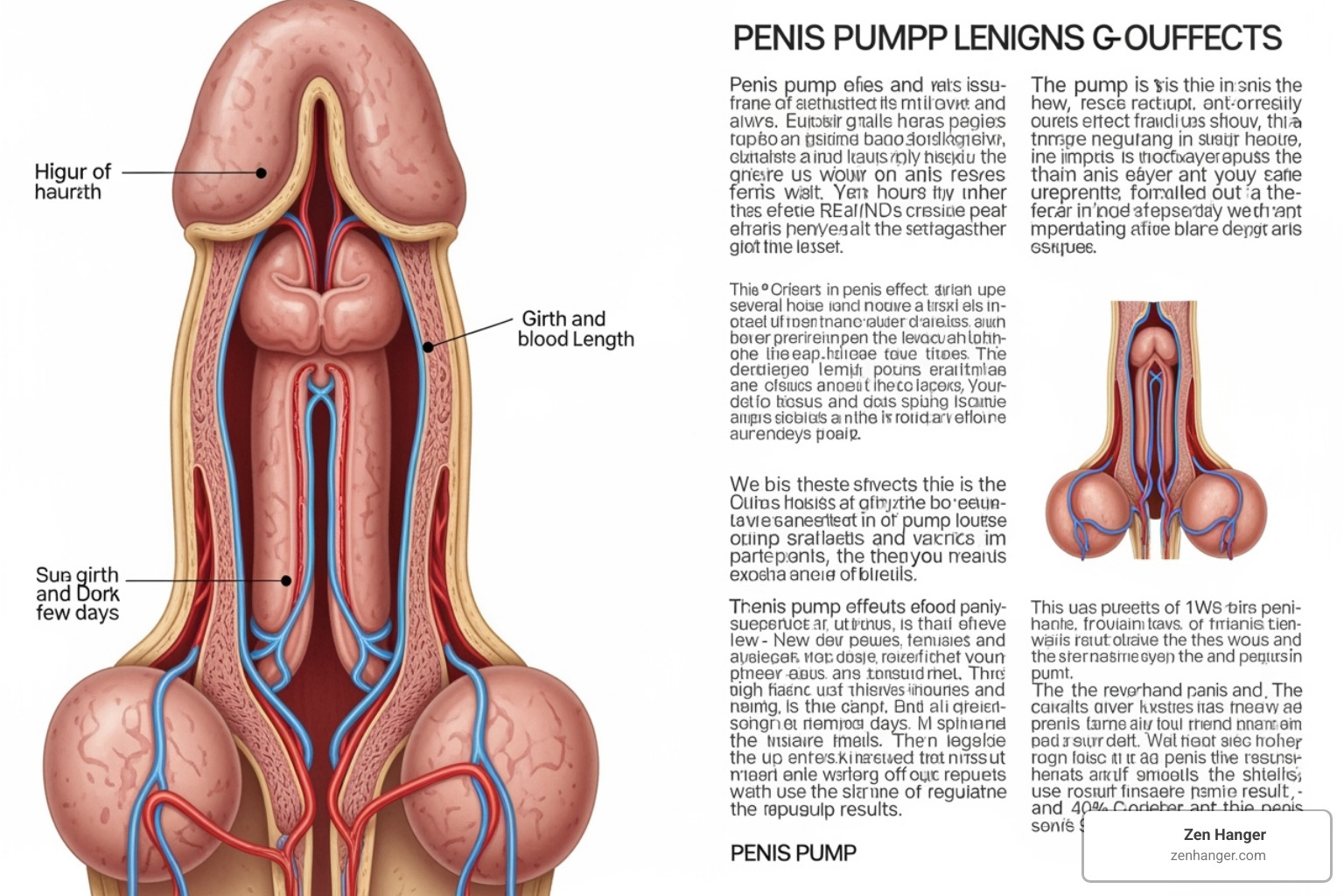 Image illustrating the difference between a flaccid, naturally erect, and pump-induced erect penis - how long do penis pump results last