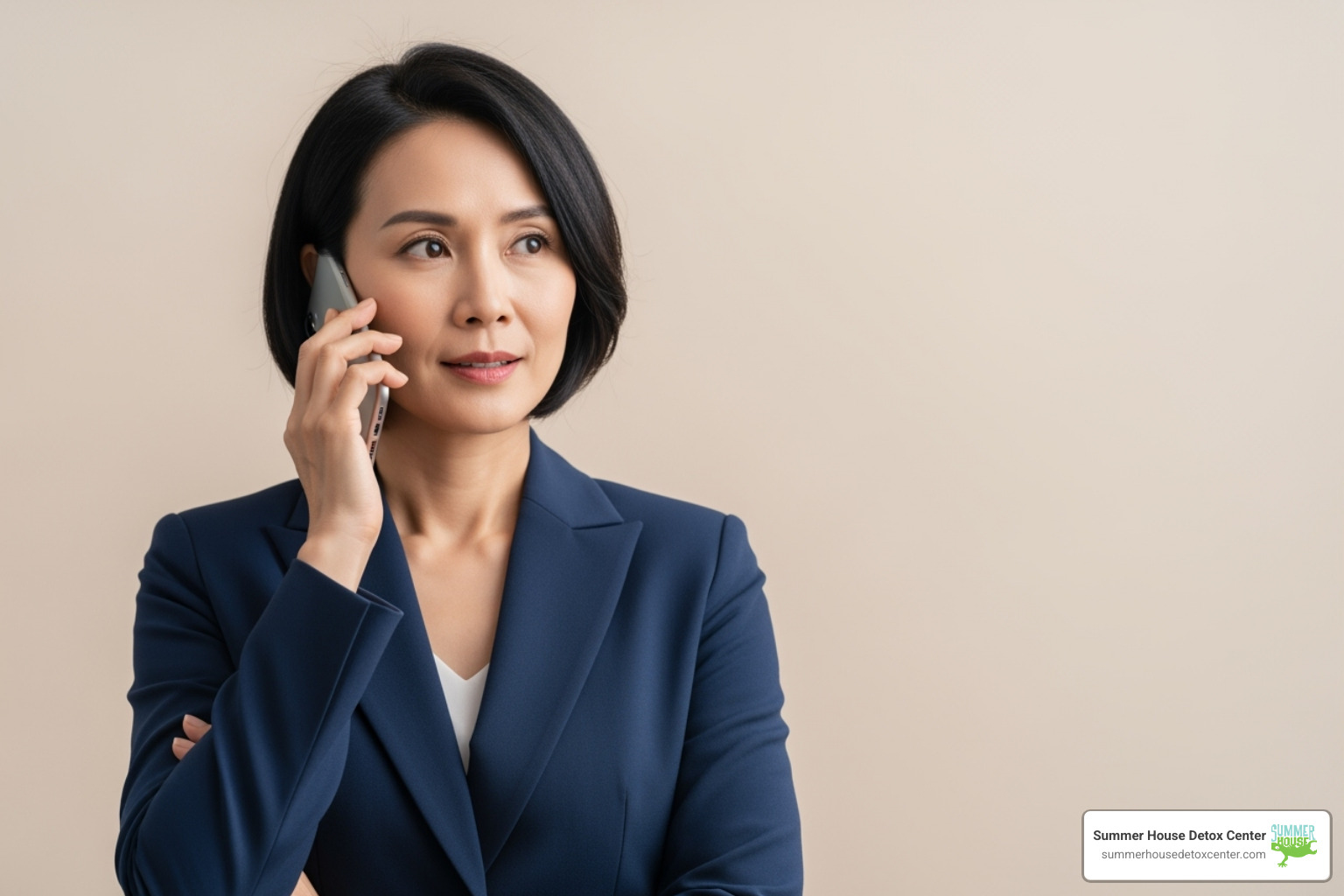 person confidently making a phone call to a helpline - alcohol rehab programs