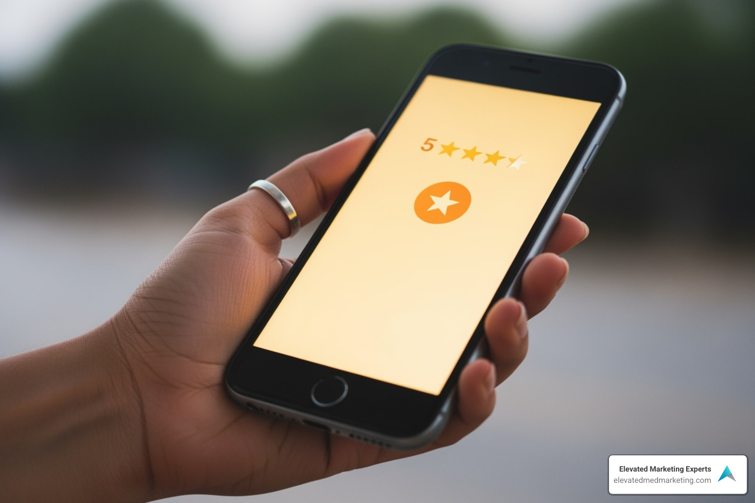 patient 5 star review smartphone - Med Spa Digital Marketing