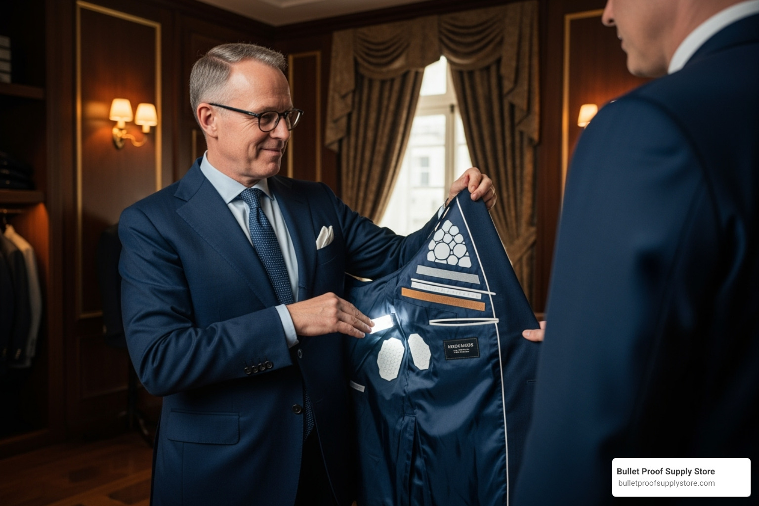 The tailor scene from John Wick: Chapter 2 showing the suit's interior and fictional materials - how real is the john wick bulletproof suit