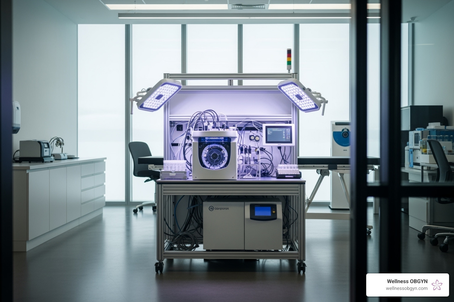 Advanced in-office ED therapy equipment in a clean, modern clinical setting - young men erectile dysfunction