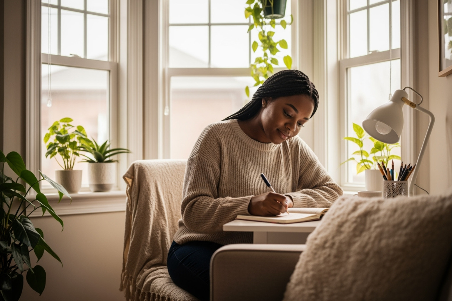 Image of a person journaling in a cozy, well-lit space, representing proactive mental self-care. - why is mental health important