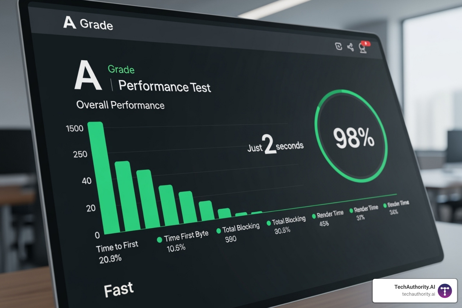 Website speed test result showing a fast score - wordpress tutorials