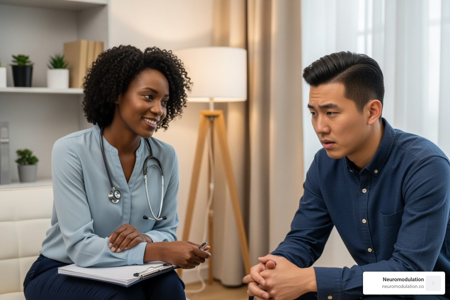 Image of a supportive therapy session - depression Image of a supportive therapy session - depression