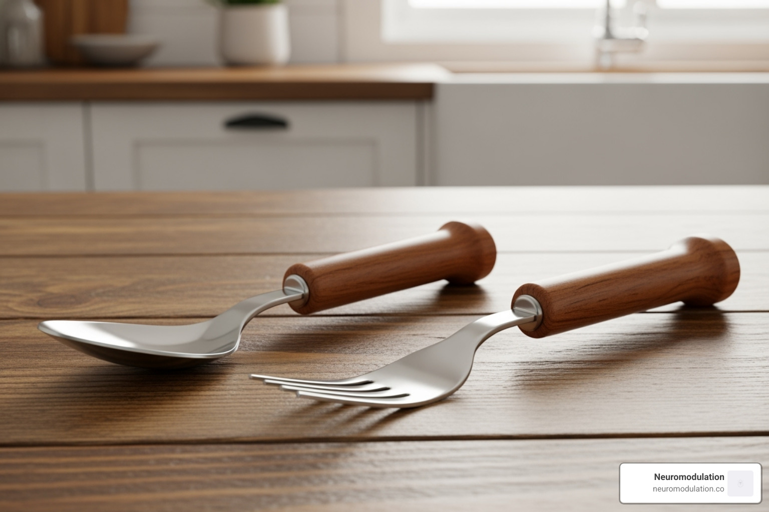 image showing adaptive devices like weighted utensils - essential tremor