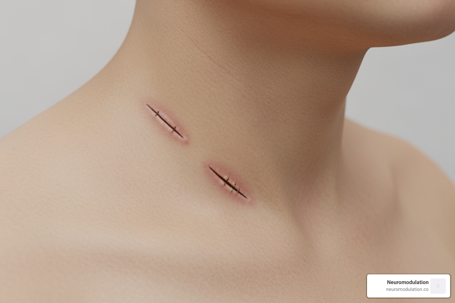 image showing the two-incision sites for an implantable VNS - Vagus nerve stimulator