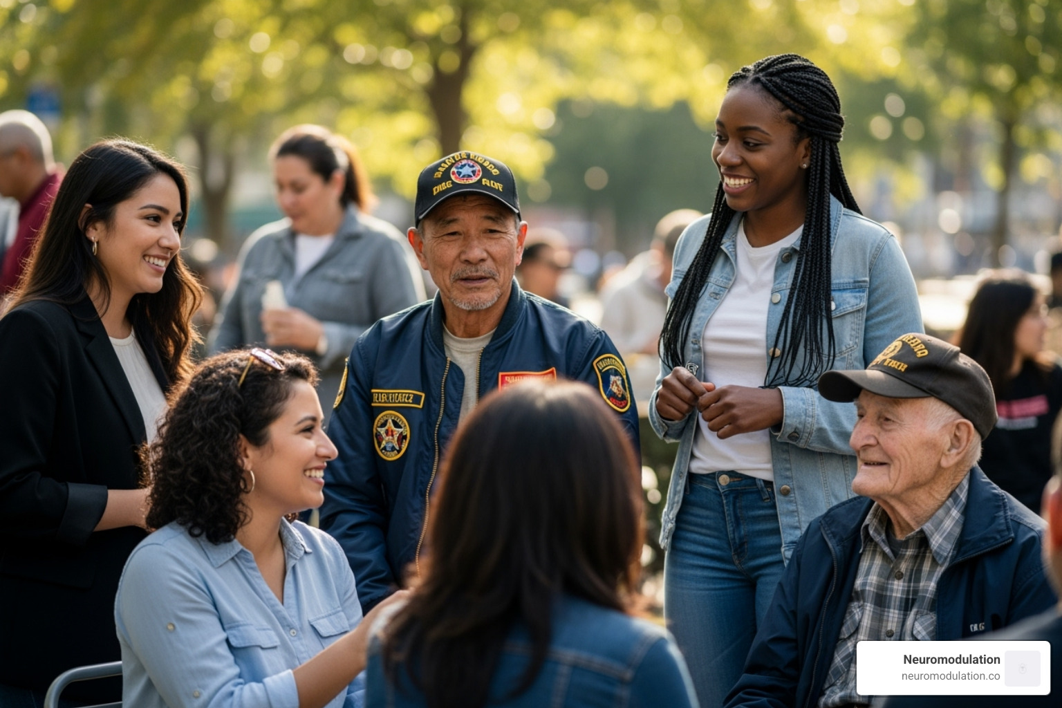 Diverse groups of people: civilians, veterans, different ages and genders - ptsd