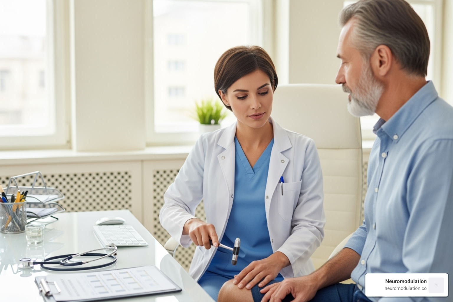 Neurologist performing a clinical examination - parkinson's disease
