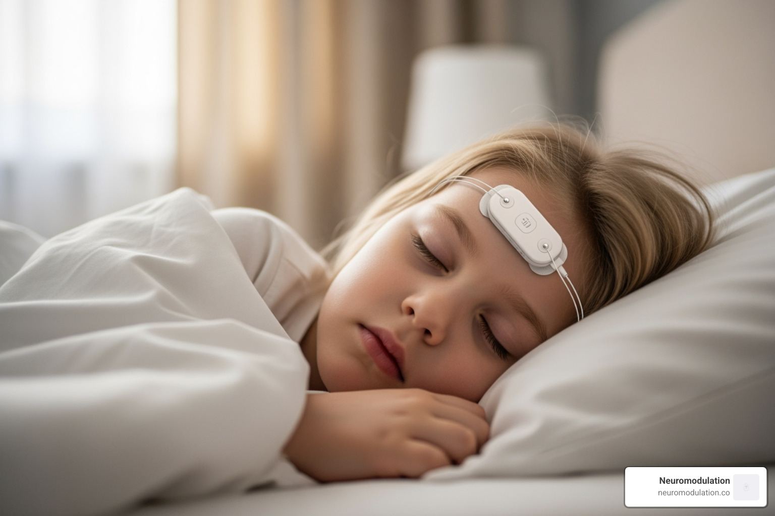 Child using a TNS device while sleeping - trigeminal nerve stimulation