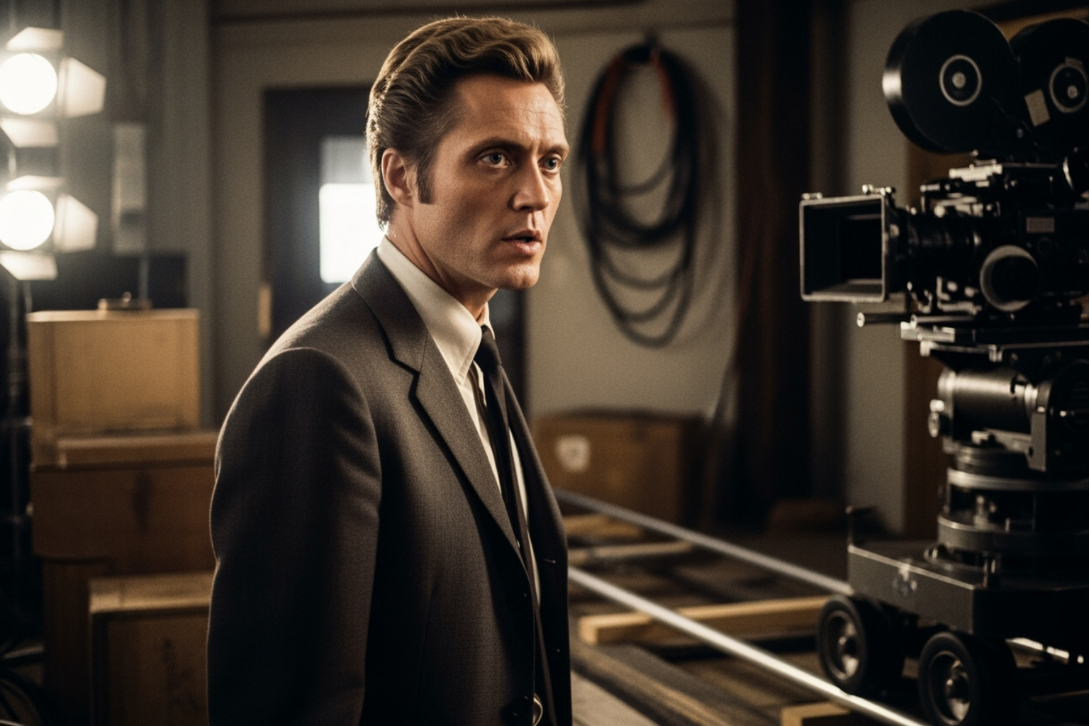 A young Christopher Walken from his early acting days, possibly from a stage production or early film, looking focused and determined. - christopher walken